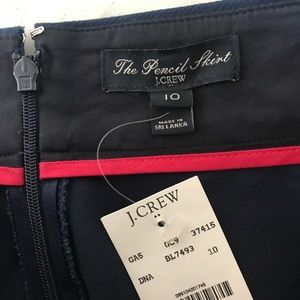 J. Crew navy pencil skirt. New with tags. Size 10